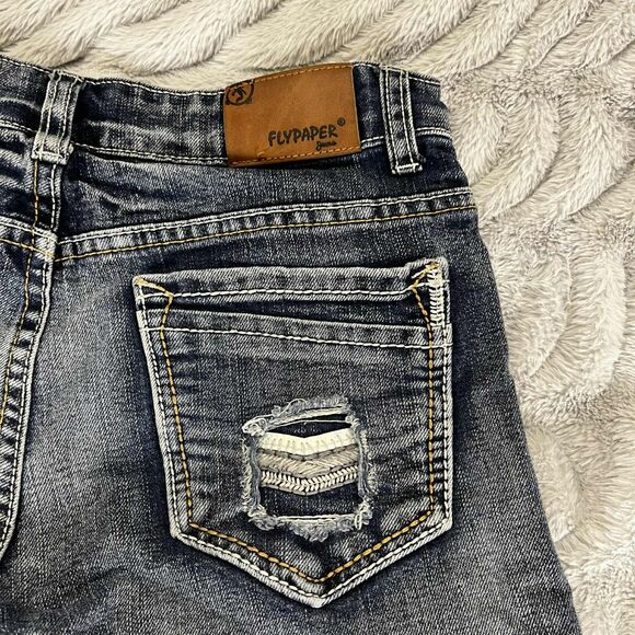 Flypaper Jeans Boys 14 Straight Dark Wash Adjustable Waist Distressed Pockets - Picture 7 of 10